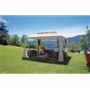 GREENWOOD Gazebo per giardino con camino professionale 3x4 ecrù NEBRASKA MEDIO struttura alluminio antracite completo tende laterali GAZ034