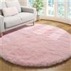 Tenekee Tappeto Rotondo Peloso Soggiorno Tappeti Soffici per Grandi Dimensioni Salotto Moderno Tappeto Morbido e Soffice per Salotto Cameretta Tavolino da Letto (Rosa, 160cm)