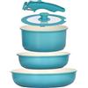 GiPP 5 Pezzi Set di Padelle Antiaderente Compatibile Induzione, Blu | Comprende padelle, pentole e wok, Manici Rimovibili, per Camper, Senza Tossine, Compatibile Forno/Lavastoviglie