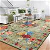 BYBSRLL Tappeto lavabile in lavatrice per soggiorno, 160 x 230 cm, antiscivolo, pavimento in stile Boho a pelo basso, morbido, vintage, floreale, motivo camera da letto, cucina, ingresso sala relax