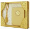 Imani Aksa Set Regalo Musulmano Tappeto di preghiera Musulmano (Tappeto di preghiera, Libro di Sura con la sua borsa, tesbih, zikirmatik) Islam seccade (Gold)
