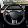 SEG Direct Coprivolante Auto Tipo D 35,5-36cm, Nero | Pelle Microfibra, Copertura Volante Fondo Piatto Forma D, Taglia Piccola Per Prius Civic Model 3 Model Y Camaro