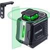 Firecore Laser a linee incrociate, laser autolivellante a 360° con linee orizzontali e verticali, laser verde per appendere immagini, con supporto magnetico, 4 batterie AA e borsa per il trasporto -
