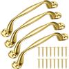 Heozhuyi 4 Pezzi Maniglie per Porte, Maniglie per Armadi oro, Maniglie per Ante Mobili, Maniglie Pomelli a Forma di Fiocco per Cassetti, Ante Armadio, con Viti - 129 mm