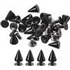 QUARKZMAN 50 Set Rivetti in Pelle, 7x10mm Cono Punte Borchie e Punta Metallo Rivetti a Vite Retro Rivetto per Abbigliamento Cinture Borse Scarpe Fai-da-Te Pelletteria,Nero