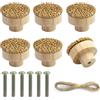 CARANNACLTD 6 Pezzi Pomello per Mobili in Legno, 40mm Maniglie Rotonde, Pomelli per Armadietti con Viti per Porte Armadietti Cassetti e Guardaroba Accessori Mobili