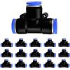 CEMYDEYO 15 pezzi di connessioni rapide pneumatiche a spinta da 10 mm OD, raccordi a T a 3 vie in plastica, adattatori per tubi in PE per condotte d'aria, raccordi pneumatici push in connect (PE - 10 mm - 15