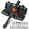 Kerry 27 chiavi dinamometriche piccole per bicicletta da 1/4, 1-25 NM, 72 denti Torque Wrench, bicicletta e moto, cassetta a cricchetto inclusa con asta di prolunga da 12,7 cm, esagono incassato