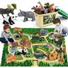 FRUSE Animali Giocattolo per Bambini con 145x98cm Grande Tappeto da Gioco,12 Pezzi Giocattoli Animali Set di Giochi di Giocattoli con Leone,Elefante,Educativo Regalo per Ragazzo Ragazza