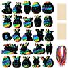 Vicloon Scratch Art, 48Pcs Scratch Art Paper, Blocco da Disegno Arcobaleno Paper Set, Arcobaleno da Grattare Regali con 24 Stilo in Legno per Festa Pasqua Compleanno