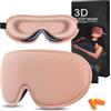 ALIIP Mascherina per Dormire, Maschera per Dormire, Mascherina Occhi per Dormire Ipoallergenica Oscurante con Fascia Regolabile, per Dormiente Laterale, Viaggi, Pisolino(Rosa)