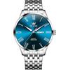 OLEVS Orologio da polso da uomo, classico, in acciaio inox, impermeabile, orologio da uomo, blu grande viso, lusso minimalismo, analogico al quarzo argento bracciale luminoso day date