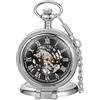 Tiong Orologio da tasca in legno, meccanico, Steampunk, elegante, in rame, con quadrante aperto, da uomo, con scatola a catena, idea regalo