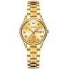 OLEVS Orologio da polso da donna, in acciaio inox, analogico, al quarzo, con data, impermeabile, piccolo viso luminoso, da donna, elegante, per il tempo libero, 5563-oro quadrante/bracciale in oro