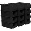 Akro-Mils 30224 AkroBins Plastic Storage Bins, Space-Saving Stackable Bins for Garage, Pantry, Craft Organization, 27,6 cm x 10,5 cm x 10,2 cm, Black, 12-Pack