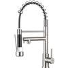 Ibergrif M22144A Rubinetto da cucina per lavello ad alta pressione, con molla a spirale e blocco, doccetta estensibile, orientabile a 360°, in nichel spazzolato, miscelatore monocomando ad estrazione