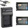 DSTE NP-FW50 Li-ion Batteria (2-Pacco) e Caricabatterie USB per Sony ZV-E10, RX10 IV, A7, A3000, A6000, A6300, A6400, NEX-3, NEX-3N, NEX-5, NEX-5N, NEX-5R, NEX-5T, NEX-6, NEX-7