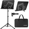 CAHAYA 2-in-1 Leggio Spartiti Musicali & Supporto da Tavolo per Libri [Nuova Versione] Regolabile da 80-145cm Reggi Spartito con Borsa di Trasporto