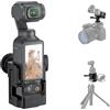 JJC Pocket 4 - Supporto per slitta fredda per DJI Osmo Pocket 4 3 e accessori Xtra Muse, adattatore di espansione staccabile per treppiede e DSLR Hot Shoe, con fori da 1/4 20, pieghevole a 2 dita