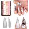 NOVO OVO Sharp Stiletto Pointed Medium Long Nail Tips Press On Extra Spesse Soft Gel Doppio Opaco Chiaro Finto Extension Unghie Finte Copertura Completa Unghie Artificiali per Salon DIY x 16 Misure