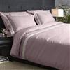 Mahome Completo Copripiumino Matrimoniale Cotone 100% Percalle 300TC - Bordino su balza - Sacco 250x200+40cm, Sotto 180x200x30cm, 2 federe con volant 50x80cm - Made in Italy (Malva)