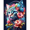CEOVR Diamond Painting Kit Completo,Gatto e Fiori,Diamant Art Kits per Soggiorno Camera da Letto Ufficio Decorazione Della Parete e Dell'ingresso,30x40 cm,Animali Alla Moda