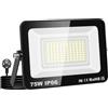RIGIDON Faretto LED 75W, Faro da Esterno con Spina, Faretti 7500LM Impermeabile IP66, Fari Led Interna ed Esterna 6000K Bianco Freddo Fari di Sicurezza per Giardino, Cortile, Garage