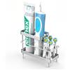 Linkidea Portaspazzolino da parete per bagno, supporto in acciaio inox per spazzolino elettrico, dentifricio, rasoio, autoadesivo/organizer da appoggio a 5 scomparti (cromato
