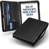 STYLIO Portadocumenti in Pelle con Cerniera e Maniglia, Organizer per iPad, Tablet, Quaderno, Nero