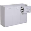 Easycomfort Credenza Soggiorno con 3 Armadietti e 2 Cassetti, Madia Soggiorno Moderna Salvaspazio con Ripiano Regolabile in Legno, 106x35x76 cm, Bianco