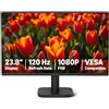 Amazon Basics - Monitor per Computer da 60.45 cm 120 Hz, FHD 1080 P, HDMI, DP, VGA, Compatibile VESA, per Ufficio, Casa, Nero