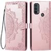 HONLEN Custodia per Motorola Moto e20 / Moto e30 / Moto e40 Cover, (6.5 Inches) Premium PU Pelle Wallet Magnetica Flip Case con Stampata Mandala, 3 Slot Schede, Stand Cover