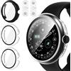 iVoler 3 Pezzi Cover con Vetro Temperato e Ausilio di Ricarica per Google Pixel Watch 5/4 41mm, Copertura Completa Pellicola Protettiva Custodia Antiurto Anti-Graffio Case, 2 Trasparente + 1 Nero