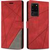 SONWO Cover per Samsung Galaxy S20 Ultra, Flip Caso in PU Pelle Case Cover Custodia con Slot per Schede e Supporto Stand per Samsung S20 Ultra, Rosso