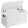 VASAGLE Cassapanca, Panca Portaoggetti, Pouf Organizzatore con 2 Cerniere di Sicurezza, Scarpiera, Stile Rustico, 40 x 80 x 46 cm, per Corridoio, Camera da Letto, Soggiorno, Bianco Nuvola LSB062T14