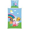 Herding Set di Biancheria da Letto, Peppa Pig, Federa 80 x 80 cm con Design Reversibile, Copripiumino 135 x 200 cm con Cerniera, 100% Cotone/Renforcé