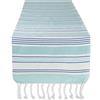 DII Tidal Stripe, Runner da tavolo, in cotone, colore blu spiaggia, 35,5 x 183 cm