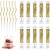 Cyiamku 60 Pezzi Candele Spirale Lunghe Compleanno, Candelina Lunghe Compleanno Sottili, Candele Torta per Torta 15 cm, Decorazioni per Torta, Ideale per Matrimonio, Party, Lunghe 15 cm, con Supporti (Oro)
