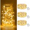 btfarm 3 pezzi/3 modalità, catena luminosa a LED, a batteria, 2 m, 20 LED, con batteria, per feste, Natale, fai da te, matrimoni, decorazione interna (bianco caldo)