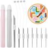 Lechengjia 15 Pezzi Punch Needle Kit, Ago Magico per Ricamo con Manico Kit Set, Kit di Aghi da Ricamo Regolabili per Strumento per Ago da Punch-1.2/1.5/2/2.5/3/5 mm