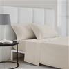 COTTON ARTean Set di lenzuola 150 x 190/200 raso cotone egiziano 400 fili LOREA beige 4 pezzi: sopra, 2 federe, lenzuolo regolabile