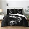 Yzehomijia Set copripiumini e federe con stampa teschio 140×200 cm, biancheria da letto gotica, 1 copripiumino + 2 federe 65 x 65 cm.(K1×140)