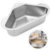 DecorDwell Filtro per Lavello Triangolare In Acciaio Inox, Cestino del Lavello Della Cucina con Ventose, Portaoggetti per Lavandino, Mensola di Scarico per Lavello Senza Foratura, per Lavaggio e Conservazione