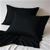 LINENWALAS Set di 2 federe in bambù 100% organico, morbide federe in seta di bambù per capelli e pelle, taglia standard, rinfrescanti (50,8 x 76,2 cm, nero intenso)