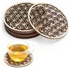 ZRUEWOT Fiore della vita Sottobicchiere in legno set di 10 pezzi 10 x 10 cm per purificazione e meditazione, simboli spirituali in legno