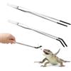 MUYYIKA 2 pinze per l'alimentazione di rettili in acciaio inox con punta in gomma da 26 cm, pinzette dritte e curve per acquario, ideali per acquario, accessori per serbatoi di serpenti drago barbuto