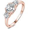 JewelryPalace 1ct Classico Anello a Tre Pietre Donna Argento con Cubica Zirconia, Anelli Donna 925 con Pietra a Taglio Rotondo, Fede Nuziale in Oro Rosa Anello Matrimonio Set Gioielli Donna 17