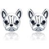 NewL 100% 925 Sterling Silver Partners fedeli francese Bulldog Dog Animal piccoli orecchini per le donne gioielli Oorbellen