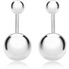 Tuscany Silver Orecchini a lobo a sfera da 4 e 8 mm con doppia montatura in argento sterling placcato rodio per donna