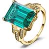 JewelryPalace 5.9ct Anelli Grandi Donna Argento 925 Simulato Smeraldo, Solitario Anello Dorato con Pietra Verde Rettangolo, Classico Fedine in Tre Ori, Promessa Anello da Cocktail Gioielli Donna